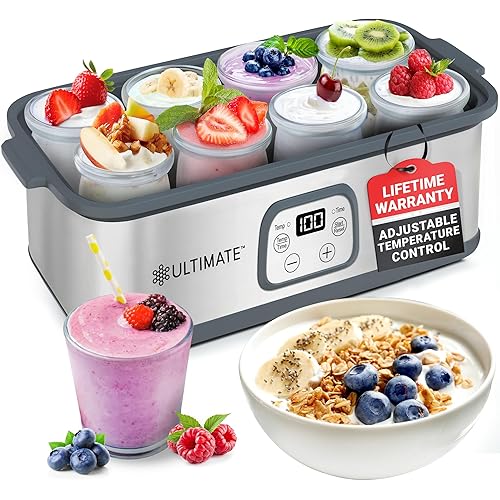 Ultimate Probiotic Yogurt Maker with Adjustable Temperature & Time Control - Make Trillions of Live Probiotics & Get Better Gut Health - ULTIMATE LIFETIME WARRANTY - Wellness Gifts for Men & Women