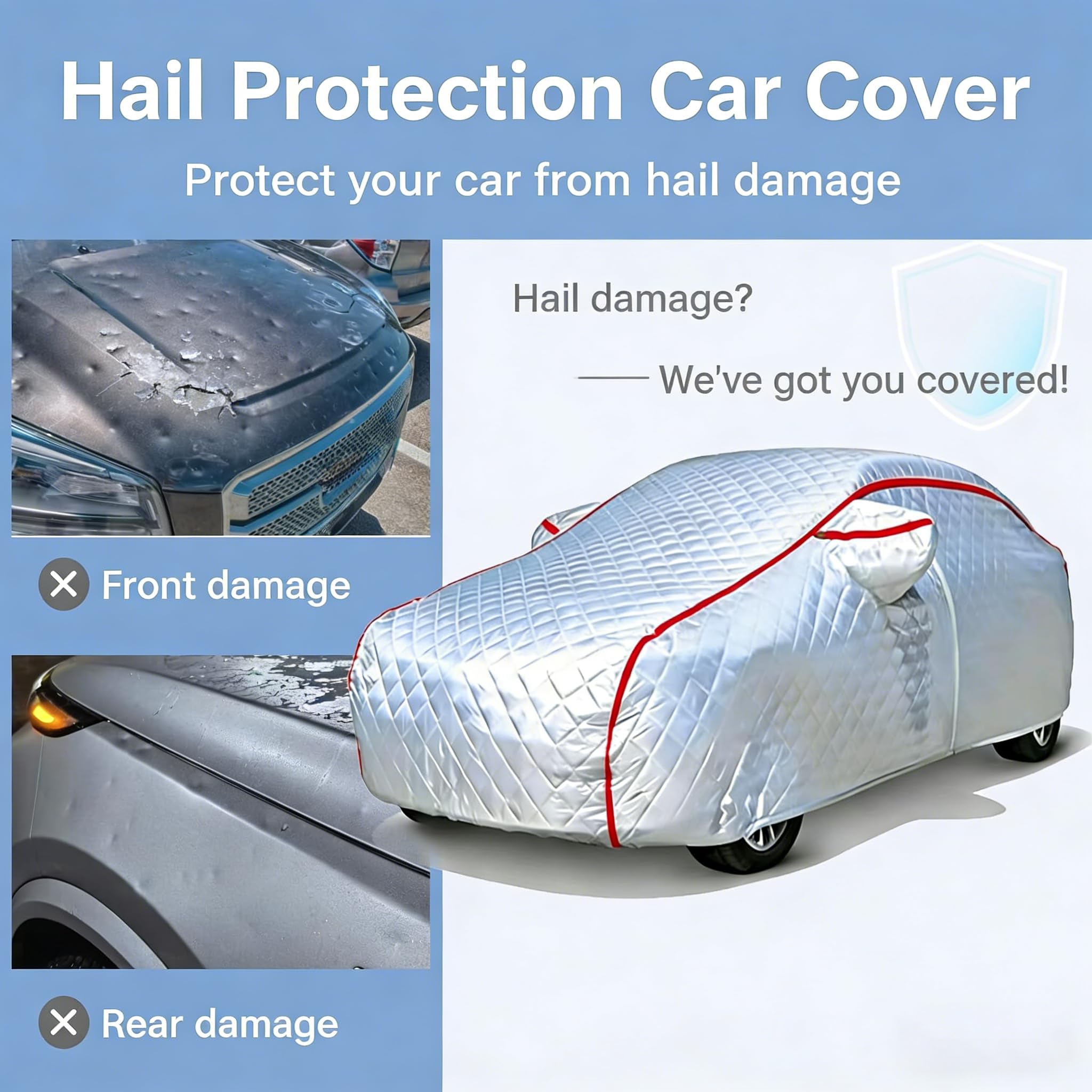 Funda Coche Antigranizo para EBRO S400 SUV 2025-,Cubierta de Coches Exterior Impermeable,Lona Coche Transpirable Antigranizo Antinieve,con Cremallera Exterior