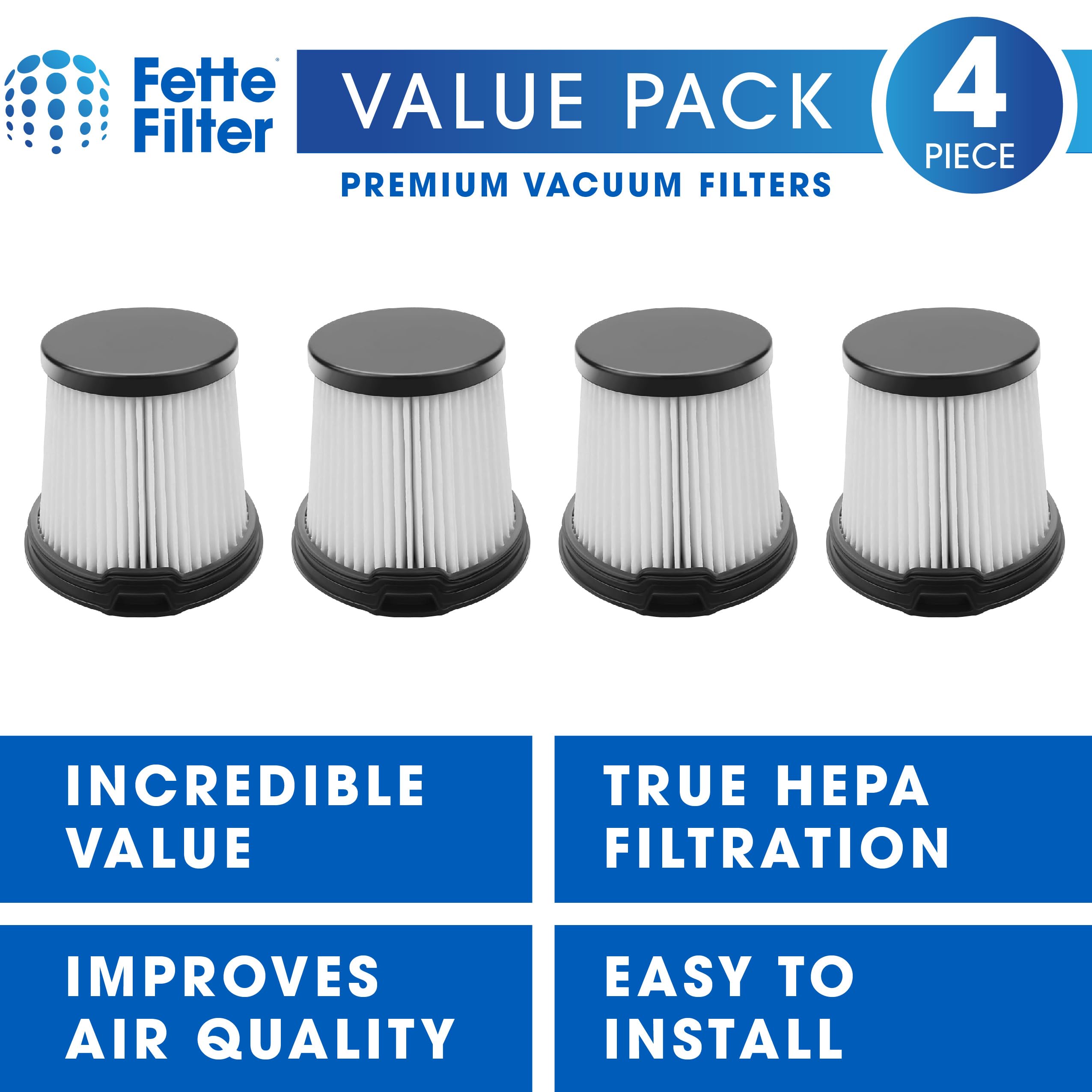 Fette Filter - Filtro Hepa de repuesto XPRFIW1000 compatible con Shark IW1111 Detect Pro Wireless Stick Vacuum Hand Vac Pre-Motor Filter Part # XPRFIW1000 4 unidades.