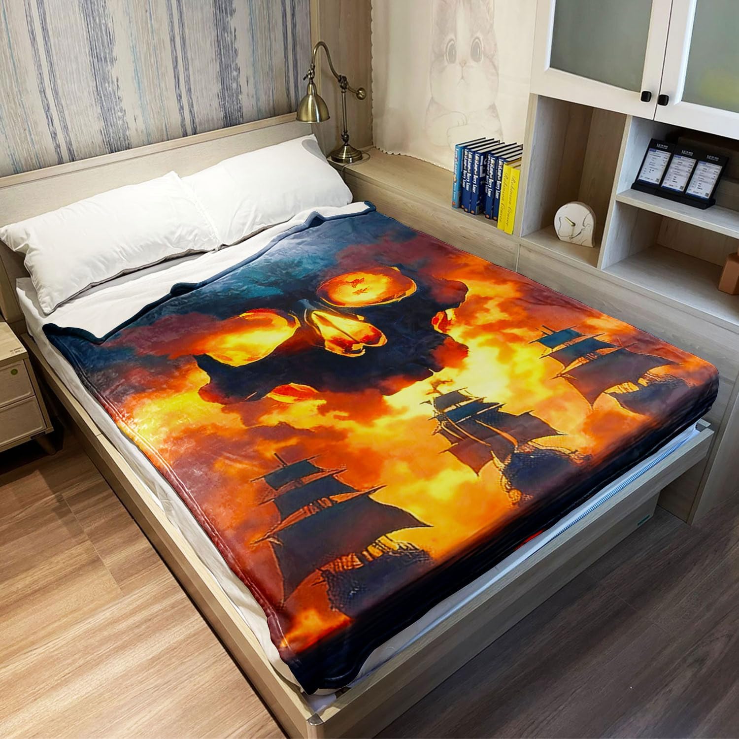 Skull Throw Blanket 40" x 50" Fire Skull Fleece Blanket Lightweight Soft Cozy Warm Gifts for Men Women Teen - Image 4