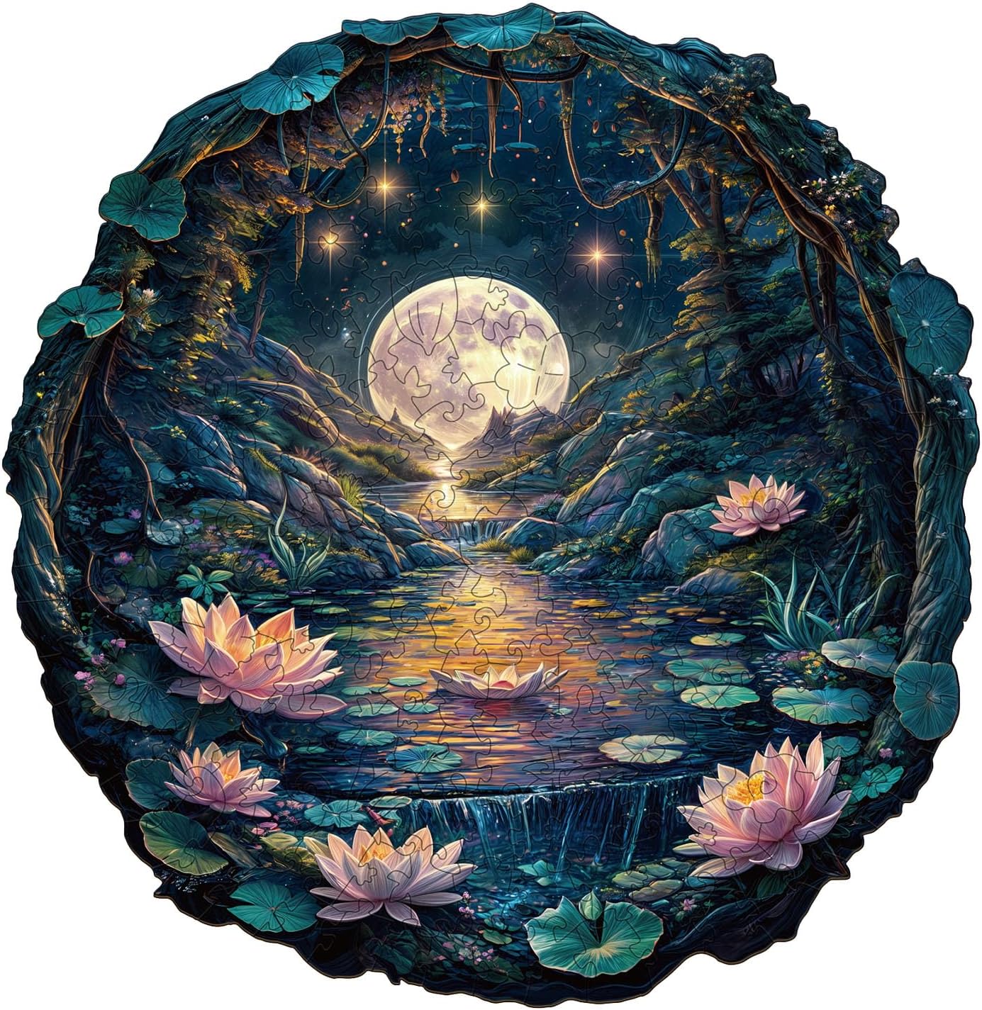 Amazon.com: Wooden Puzzles for Adults - Moon Lotus Wooden Jigsaw Puzzle ...