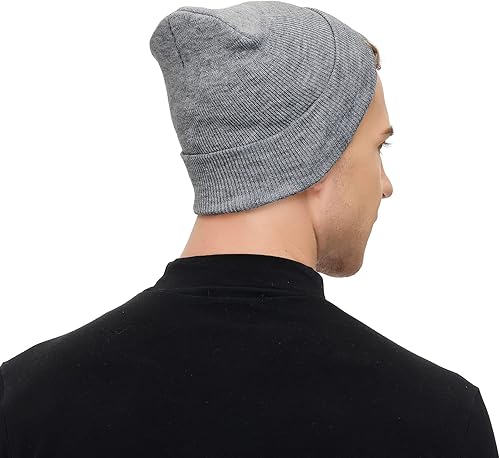 Miniatura 5 de American Trends Gorros de invierno para hombres y mujeres, gorros con puños, sombreros de punto liso suave