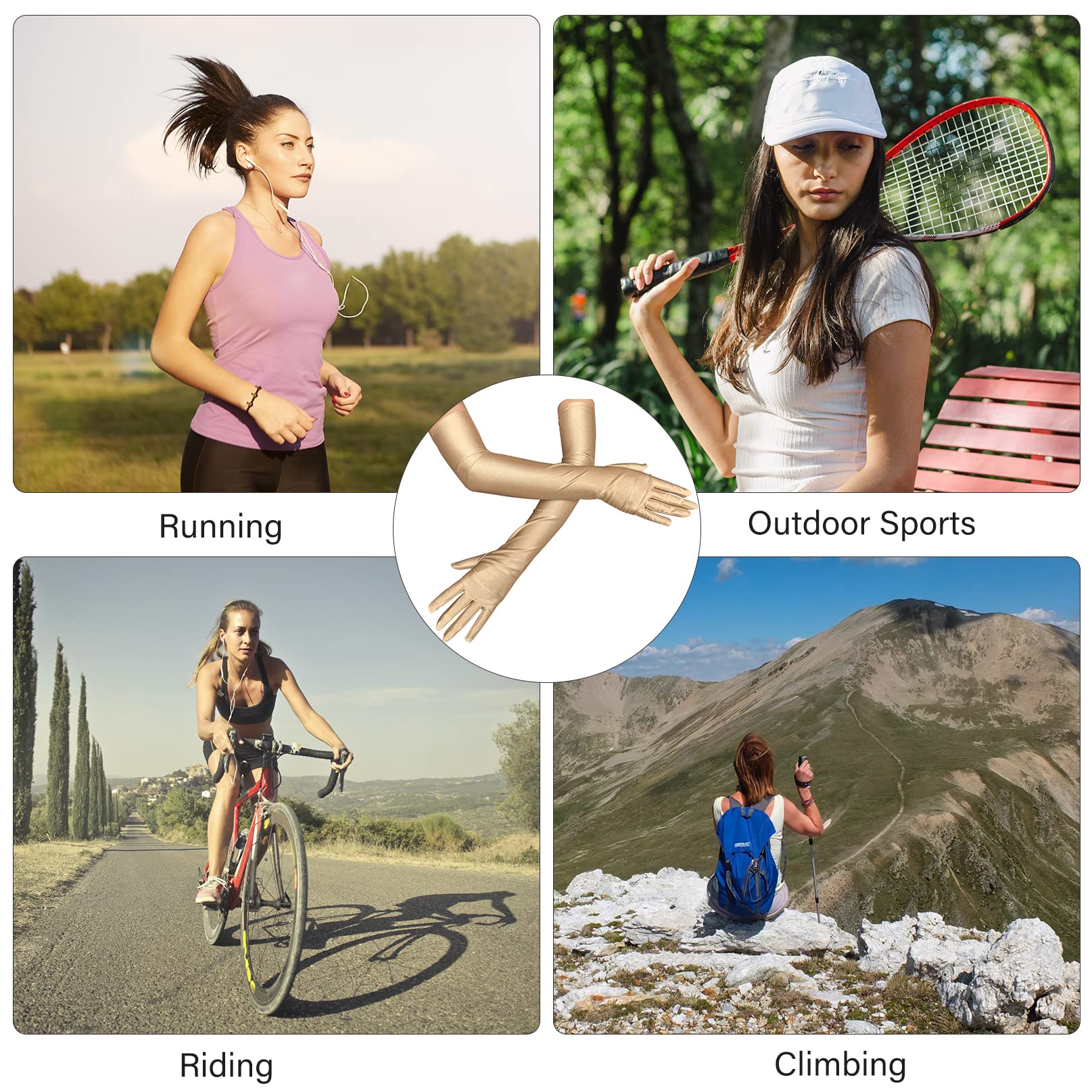 COSFAN Gants d'été pour Femmes Longs Gants de Conduite à Doigts Entiers Gants de Cyclisme pour Sports d'extérieur Fournitures d'été