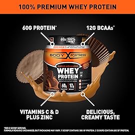 Body Fortress 100% Whey, Premium Protein Powder, Chocolate Peanut Butter, 1.78lbs (Packaging May Vary)