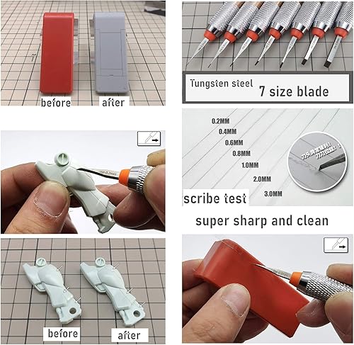 Miniatura 4 de ANSAI Hobby Tools - Cincel para herramientas de corte, 7 piezas, 0.20.40.60.80.039 in0.079 in0.118 in (todos los 7 tamaños)