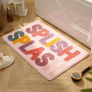 GIB Kids Bathroom Rug Colorful Rainbow Fun Cute Bath Mat for Bathroom Decor | Extra Soft Absorbent, Non Slip Washable, TPR Backing, for Tub and Shower, Kids Bathroom Accessories, Splish Splash, 32"x20"