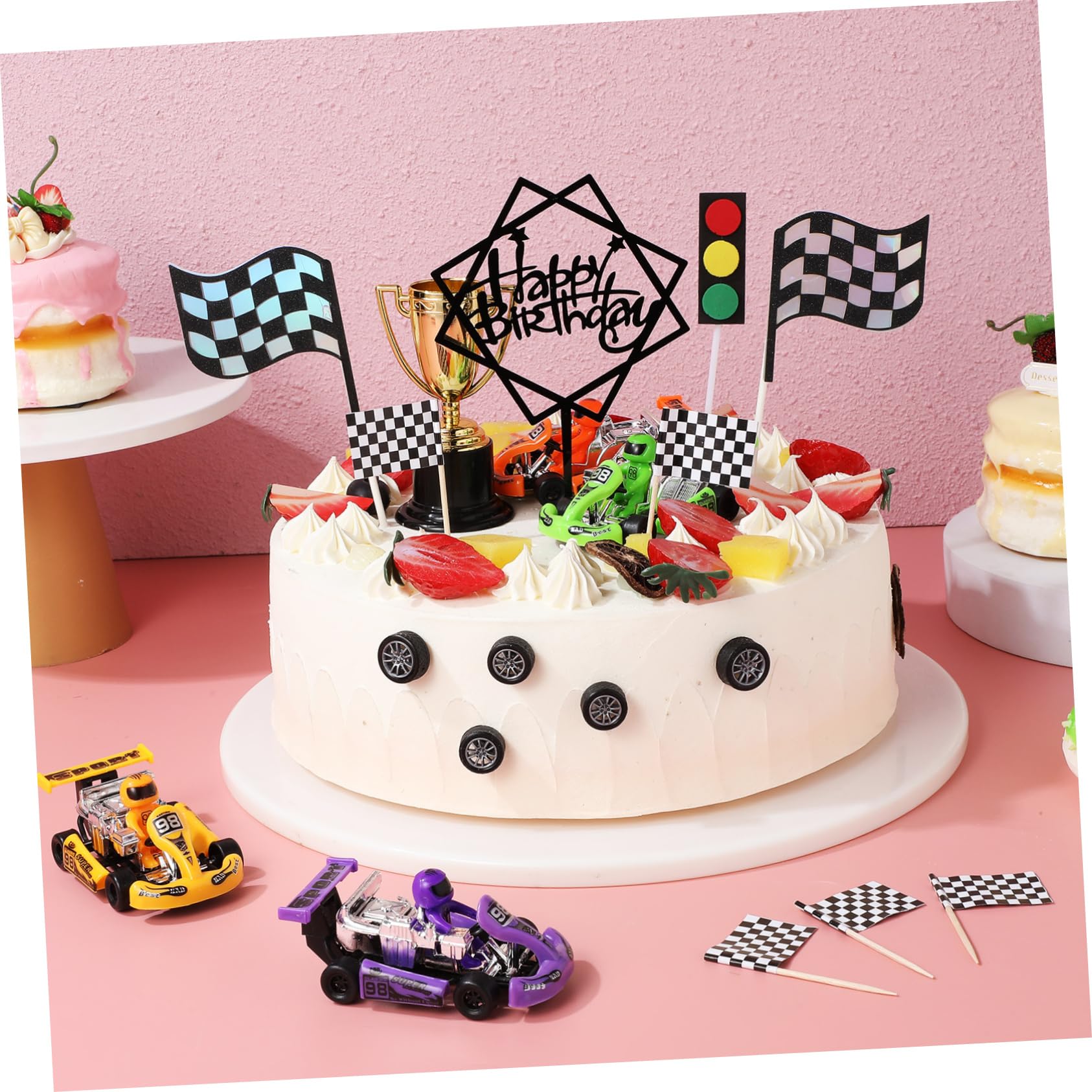 Decorazioni Torta Auto da Corsa 23 Pezzi in Carta per Compleanno Ragazzi