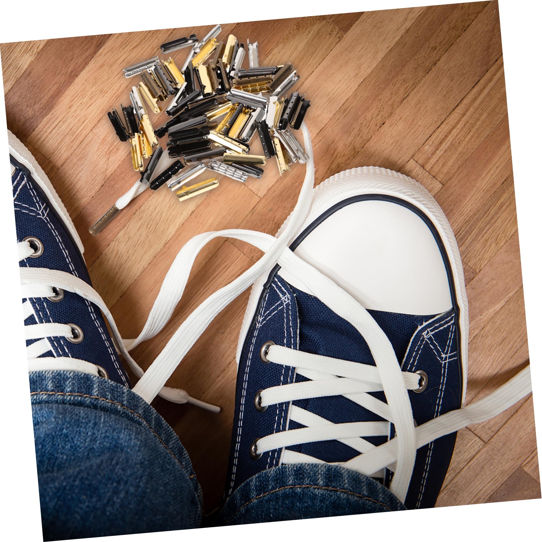 VANZACK 80 Piezas de Puntas de Cobre para Cordones de Zapatos, Cabezas de Repuesto para Reparación, Facilitan Cruzar Agujeros y Acortan Cordones