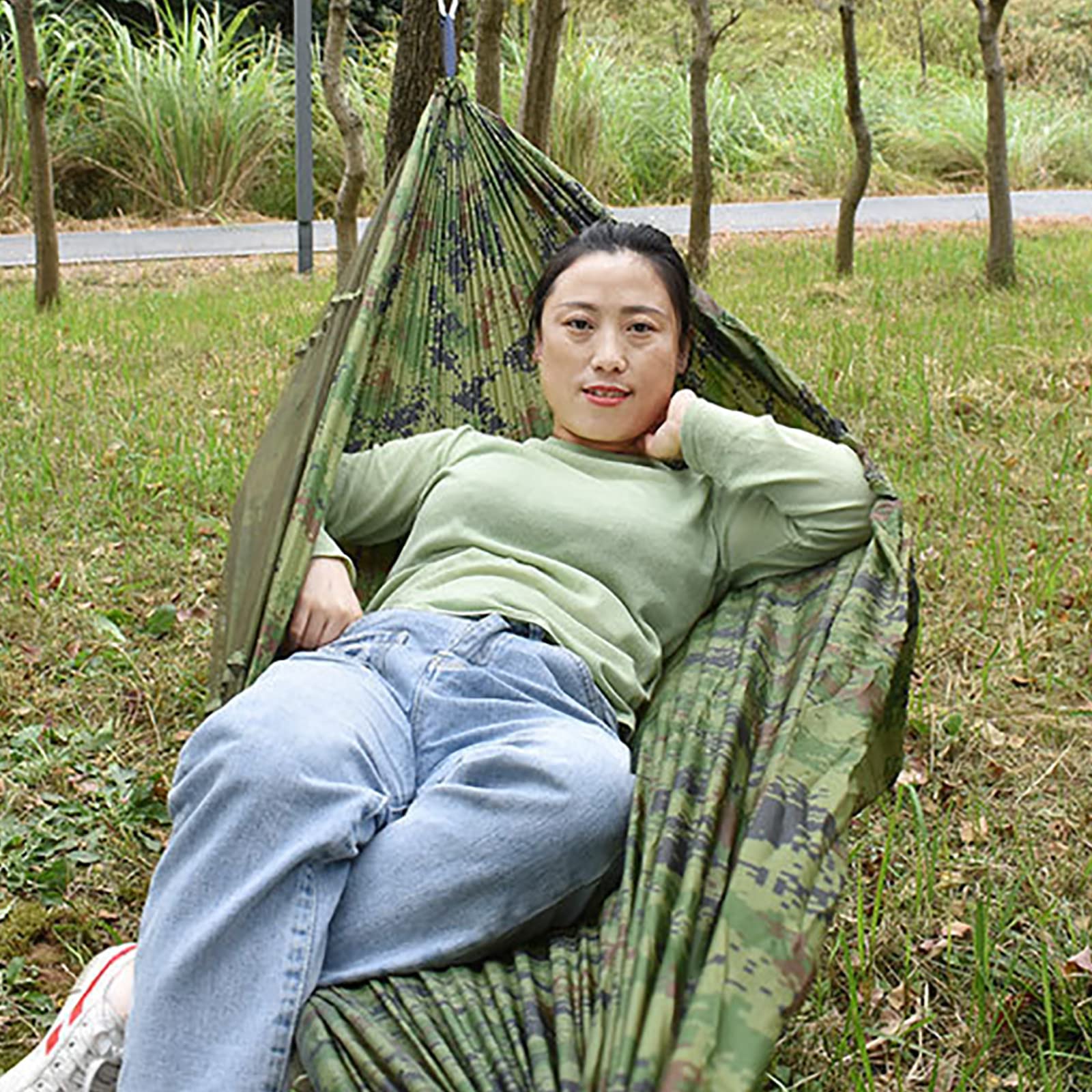 Hängematte, 250 cm × 120 Ultraleicht mit Netz Atmungsaktiv Tragbare Outdoor