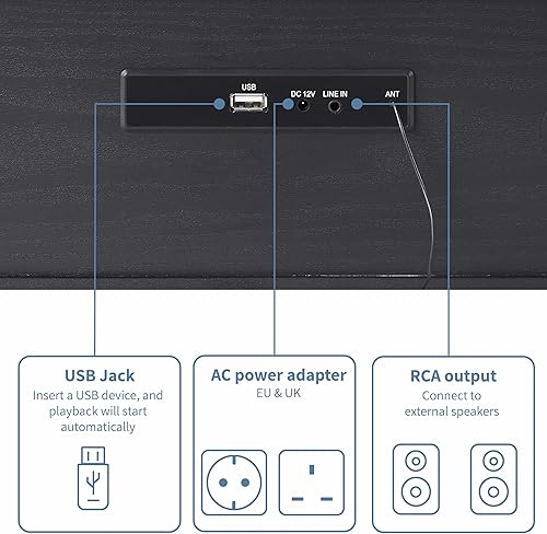 Miniatura 3 de Crosley CR3504A-BK Finn Radio FM Bluetooth y reproductor de CD, negro