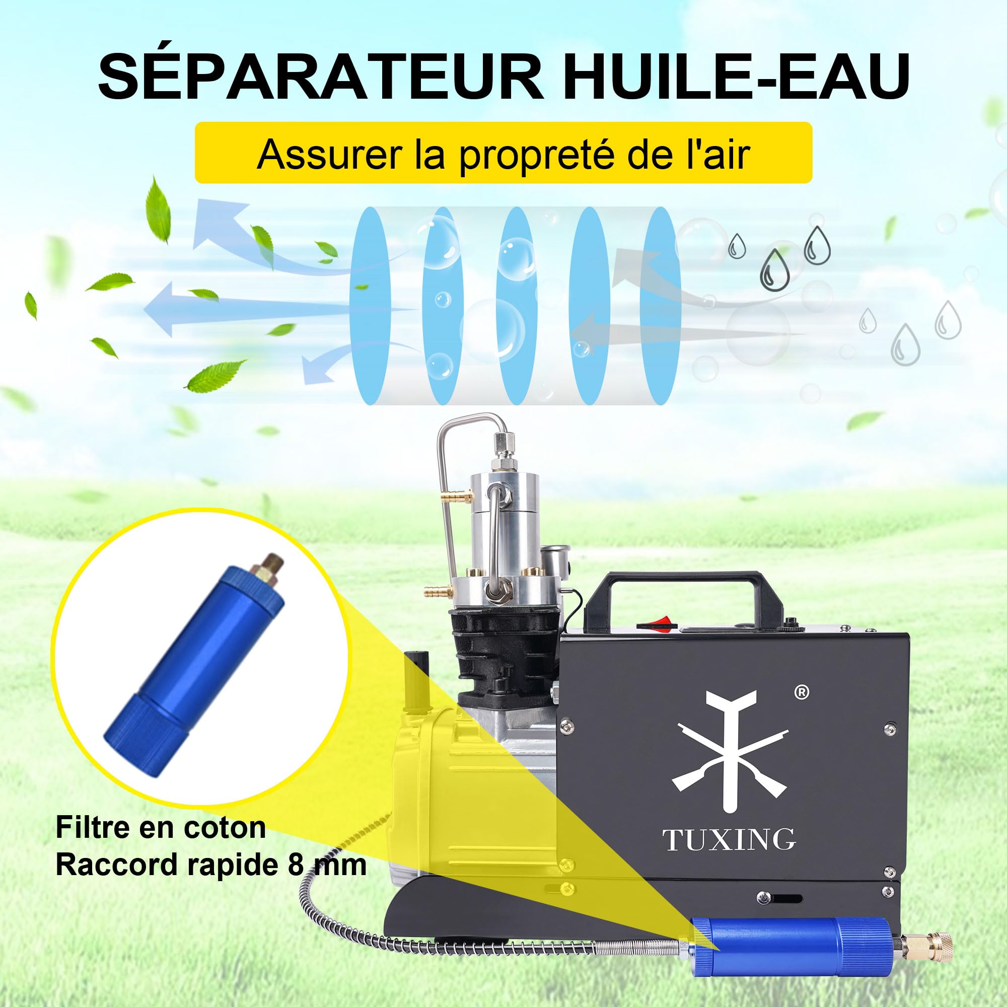 TUXING Compresor de Aire de Alta Presión 1800W Bomba Eléctrica de Alta Presión 30MPa 4500PSI Bomba de Compresor de Aire PCP Air Compressor Pump