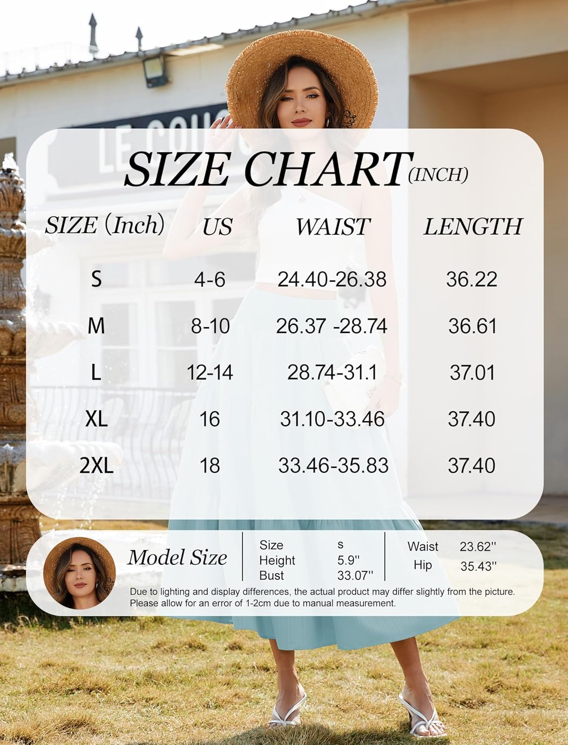 Arolina Women's Summer Maxi Skirt Casual Smocked High Waist Long Skirts Flowy Boho Skirt with Pockets for Beach Vacation - Image 6