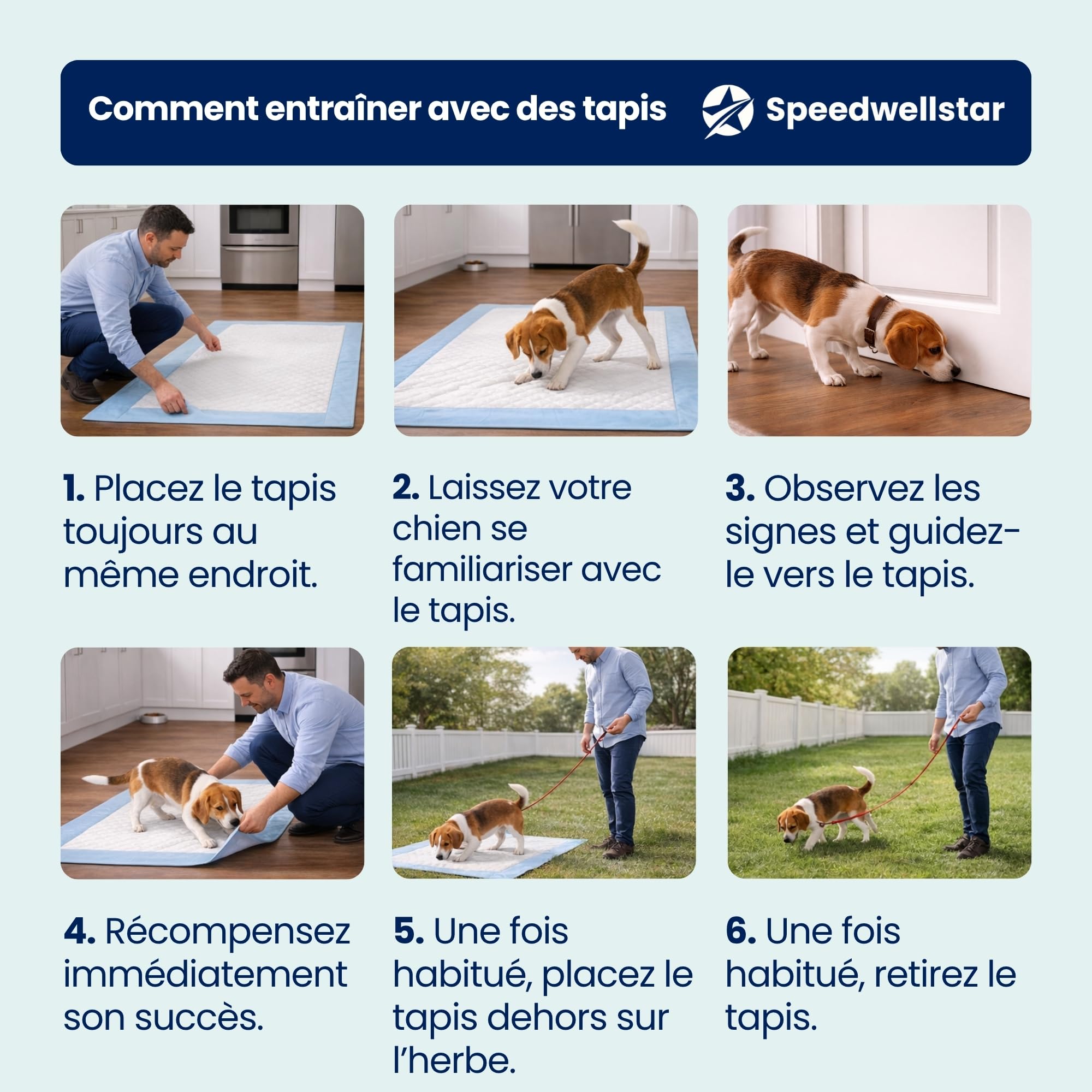 Alèses pour Chiots et Chiens Extra Grandes 150 x 80 cm, 2300 ML, Étanches, Séchage Rapide, Antidérapantes, Tapis d’Apprentissage et de Toilette pour Chiens et Animaux – Lot de 20 par Speedwellstar