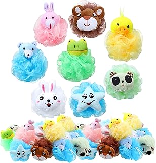 16 Pcs Kids Bath Loofahs Bulk Animal Cartoon Bath Sponge Cute Pouf Mesh ...