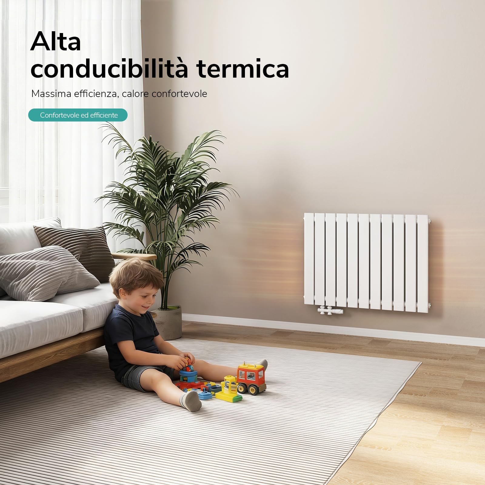 EMKE Radiatore Piatto, 63x85cm, Bianco,Singolo Strato