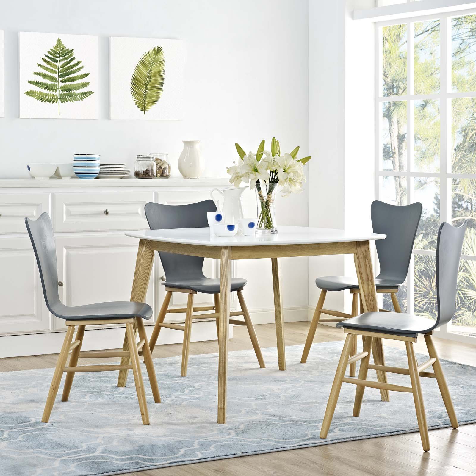 Stratum - Mesa moderna de cocina y comedor de mediados de siglo de 40 pulgadas, color blanco 5