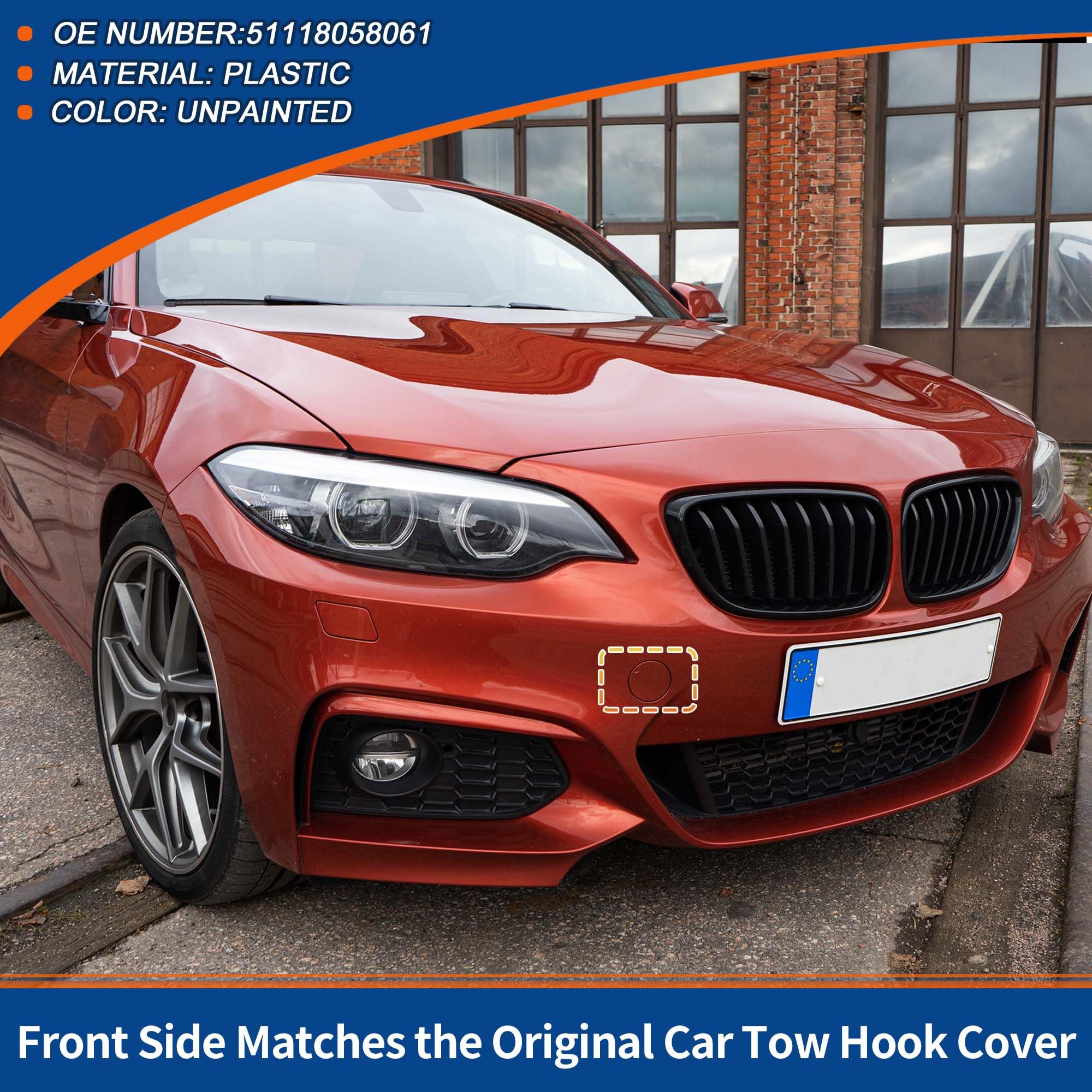 A ABSOPRO Copertura Gancio Traino Per BMW Serie 2 F22 F23 M-Sport 14-21 1pc | Materiale: Plastica, Colore: Non Verniciato, OE: 51118058061, Per BMW 228i/230i/M235i/M240i 14-21, Per Varianti XDrive