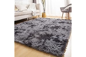 YOBATH Fluffy Shag Area Rugs 5x7, Dark Grey Shag Rug