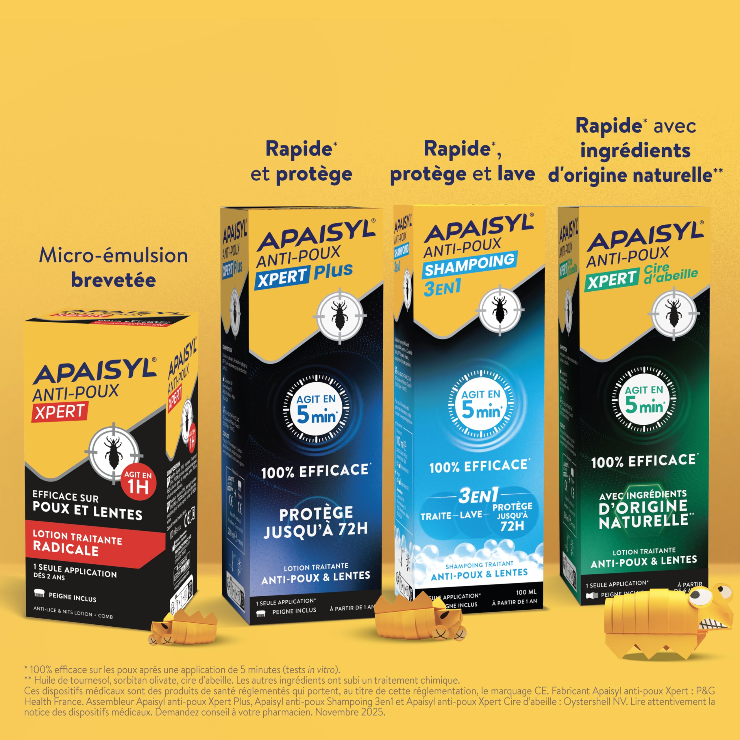 APAISYL, Lotion Anti-Poux Xpert, Tue 100% des Poux et des Lentes en 1 heure, 1 seule Application, Micro-Emulsion brevetée, Peigne Offert, 200ml