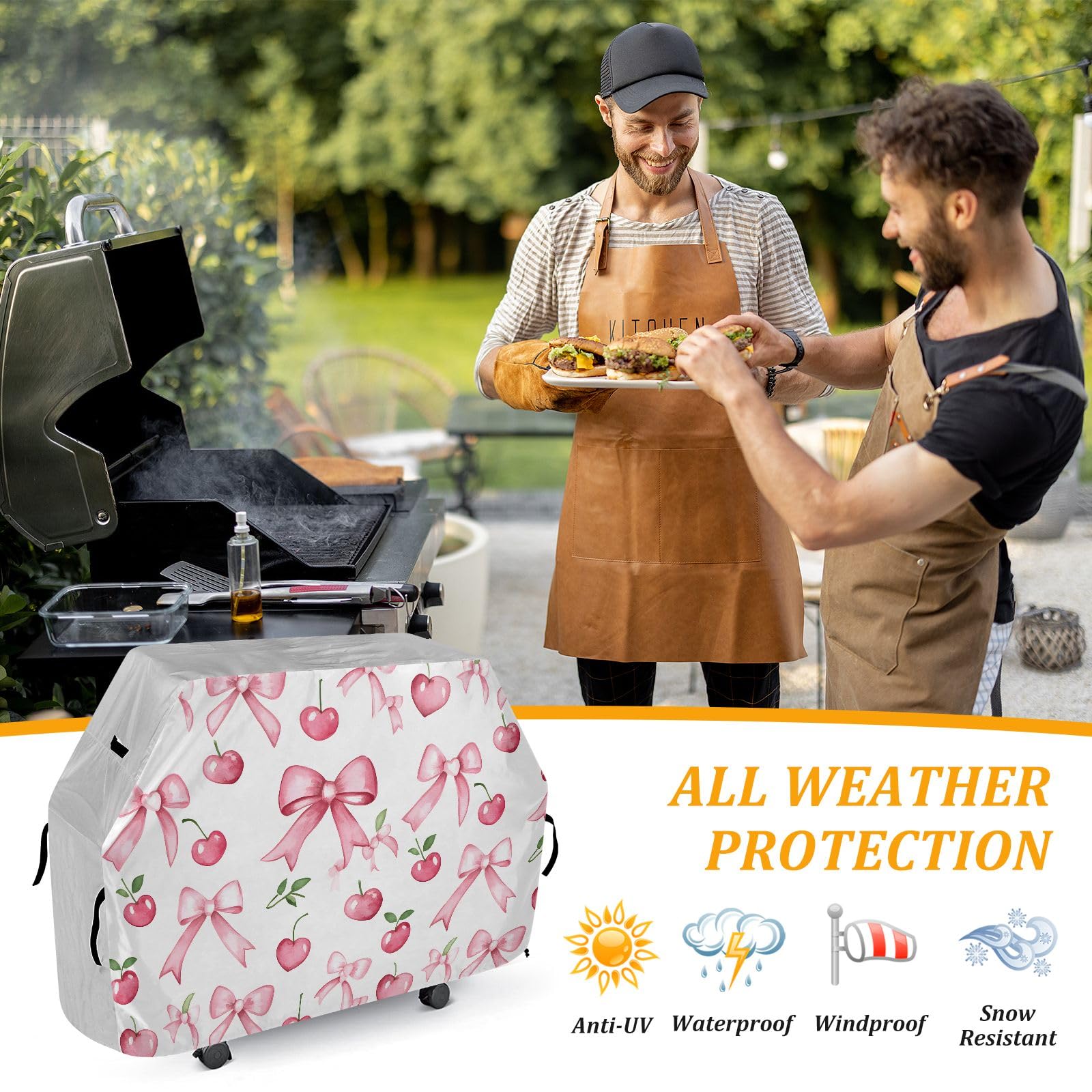 Copertura impermeabile resistente per barbecue a forma di foglia di ciliegio, per esterni
