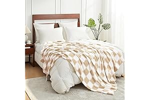 Cozy Bliss Beige Check Design Thick Plush Throw Blanket