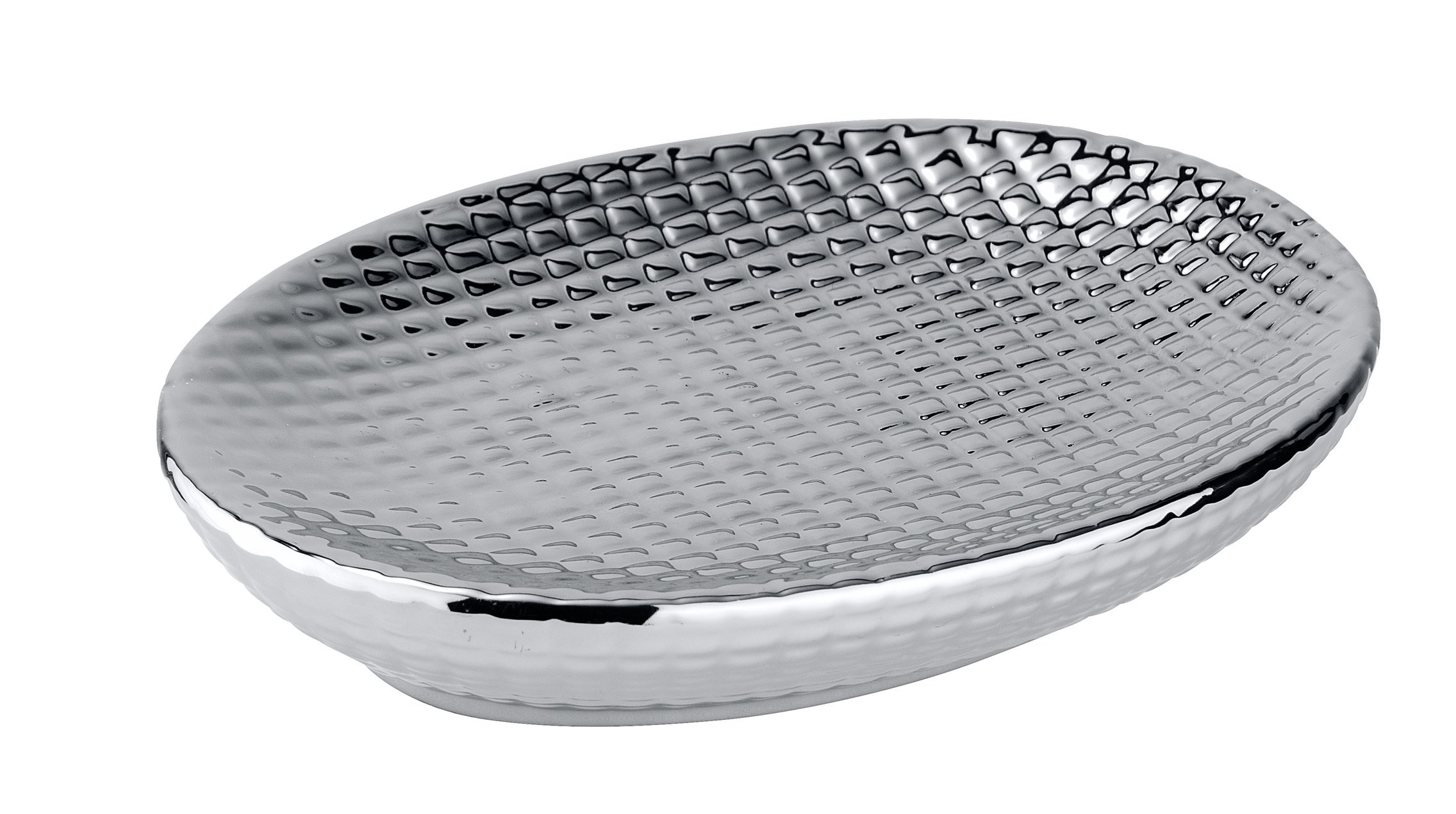 WENKO" Dakar Soap Dish, Ceramic, Silver, 13.5 x 9.7 x 2.6 cm