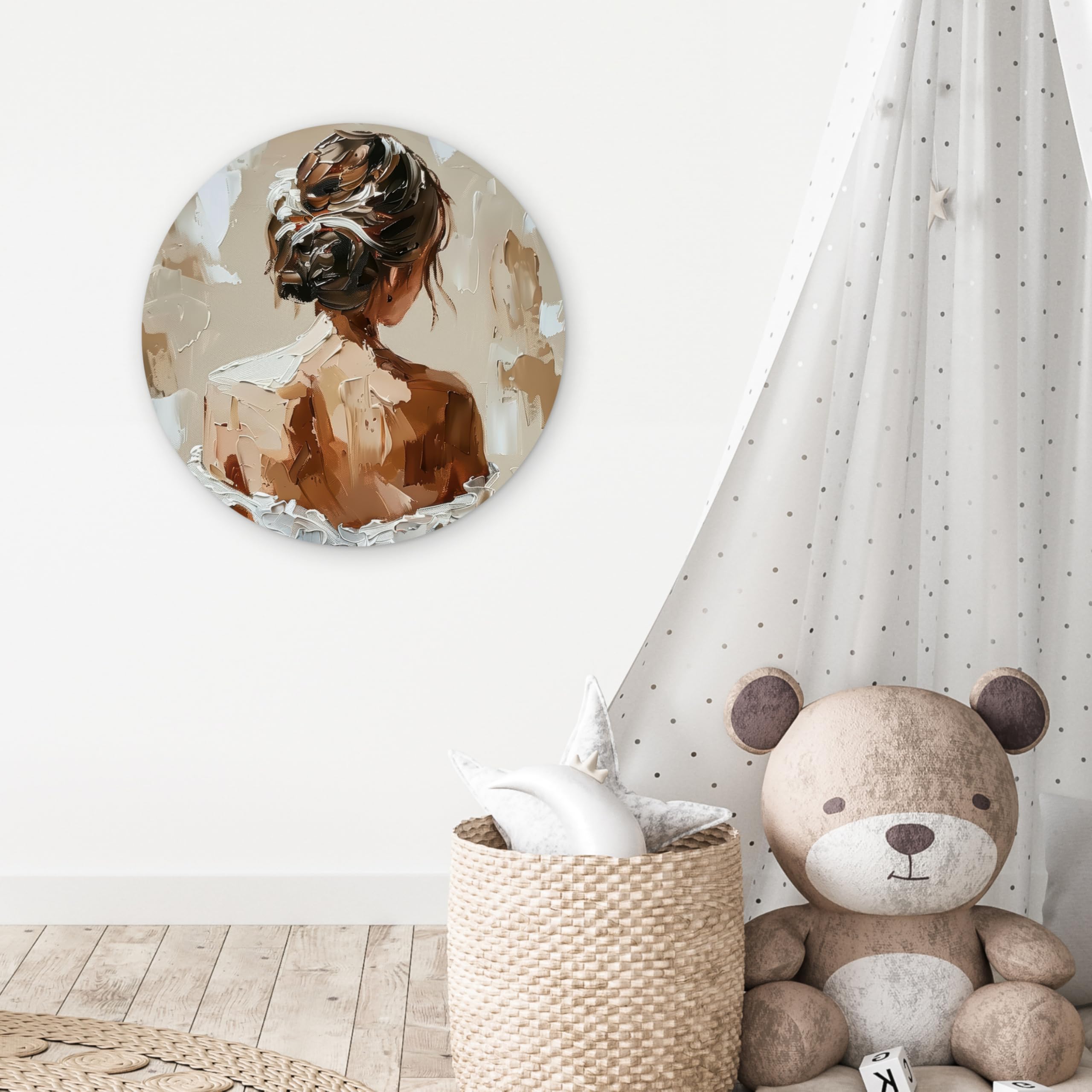 MuchoWow© Wandkreis Ø60 cm Home Decorations Wand Deko Wall Wohnzimmer Schlafzimmer Küchen Kinderzimmer Badezimmer Wanddeko Dekoration Bedroom Frau - Farbe - Abstrakt - Beige - Modern
