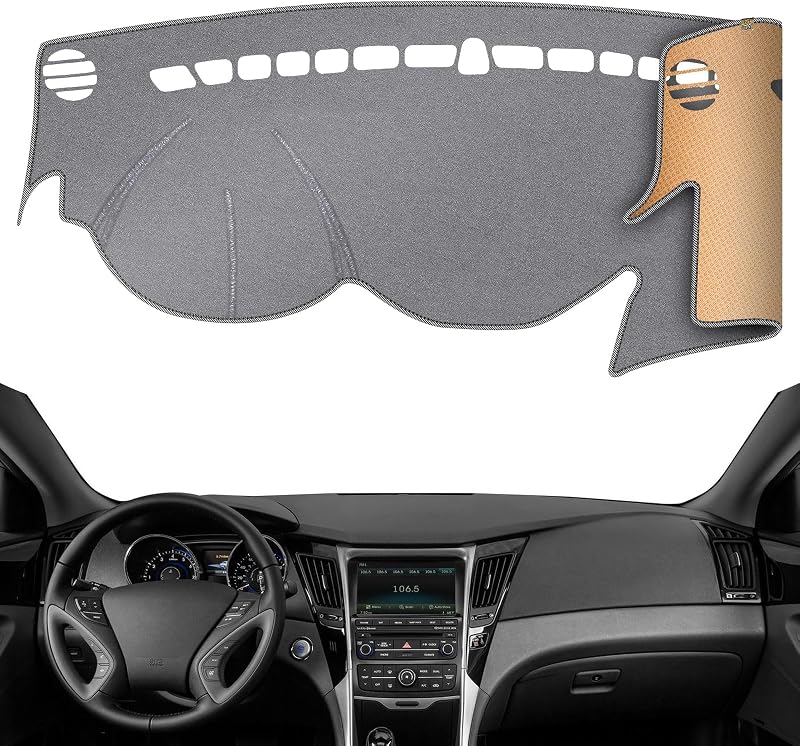 Capa para Painel Automotivo com Redução de Reflexos e Proteção Solar QUYDDC para Hyundai Sonata 2011–2014 e Hybrid 2015 sem HUD, Cinza