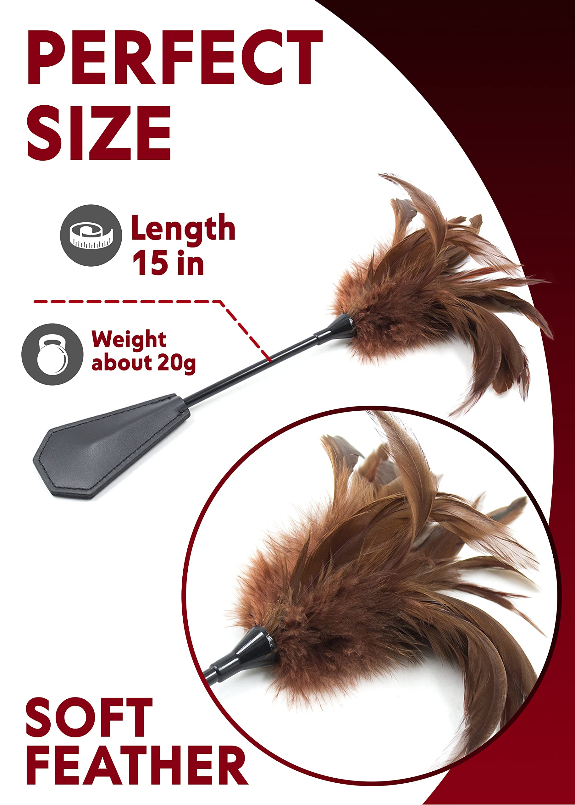 Ticklers - Teaser con piume sintetiche, 38 cm, colore: marrone