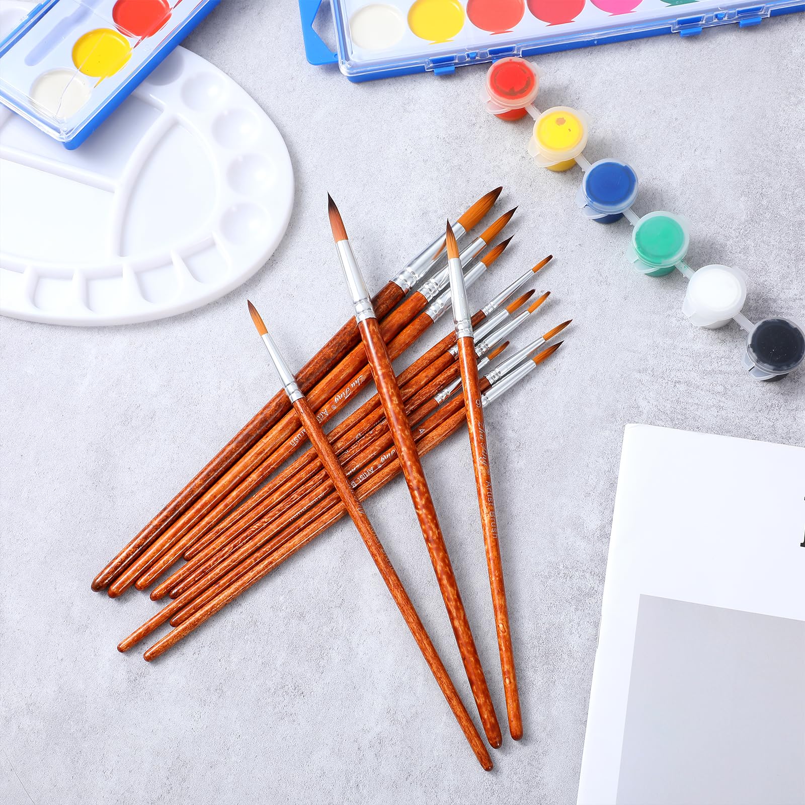 10 stuks premium kunstenaarskwastenset met houten handgrepen, een perfecte penseelset voor modelleerliefhebbers, kinderen en beginners, modellen, figuren