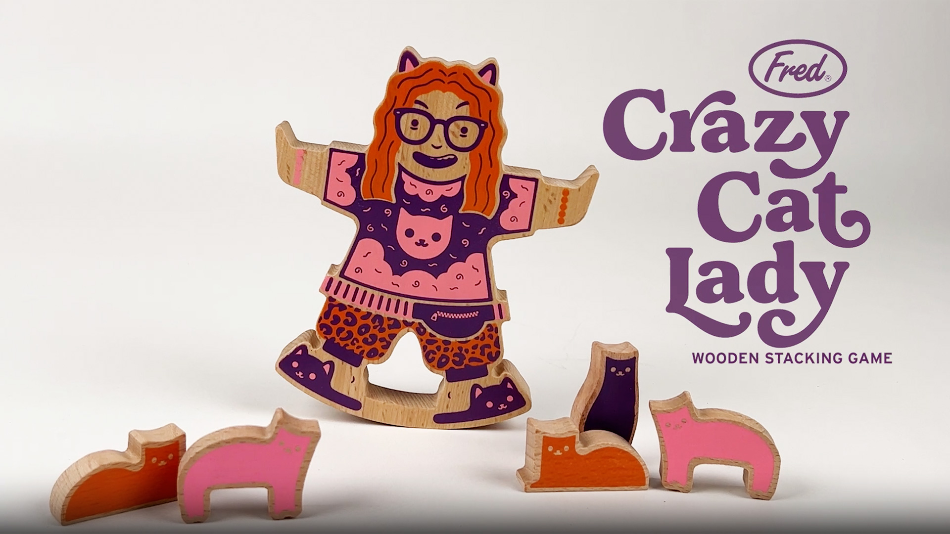 Amazon.com: Genuine Fred Crazy CAT Lady Wooden Stacking and