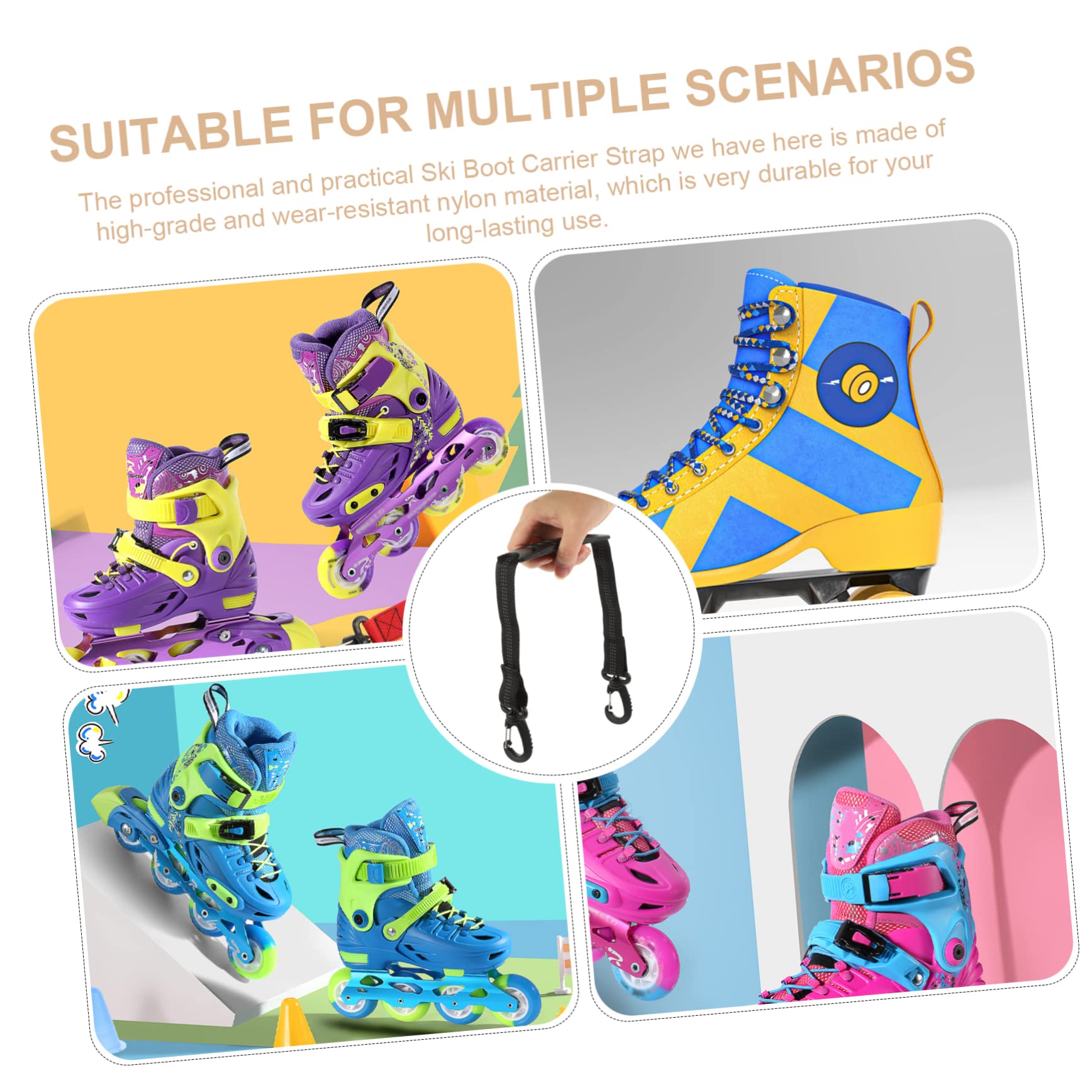 OSOLADY Ski Boot Holders Straps 2 Pieces Carriers for Skates Compact for Travel