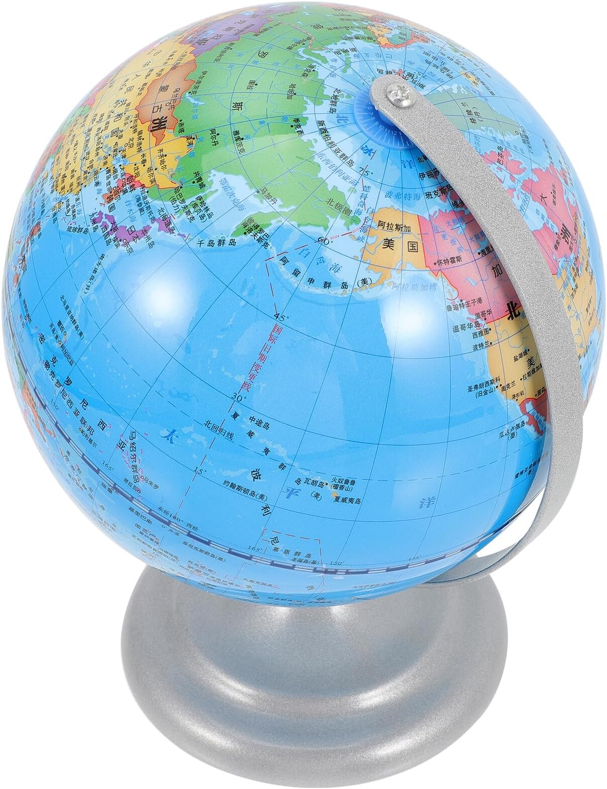 16cm Rotating Terrestrial Globe Decor for Students and Educational Office Globe with Detailed World Map Small Desktop Geography Ornament