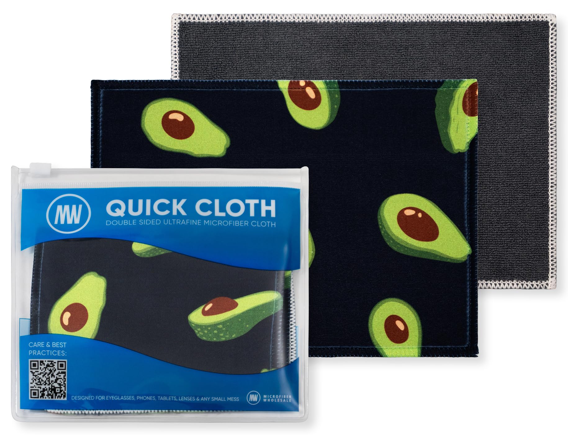 Quick Cloth Microfiber Glasses Cleaning Cloths – 5x7, Avocado, 2 Pack with Case | Double-Sided Lens Cleaner for Eyeglasses, Camera, Screens & Glass | Reusable Microfiber Glass Polishing Cloths