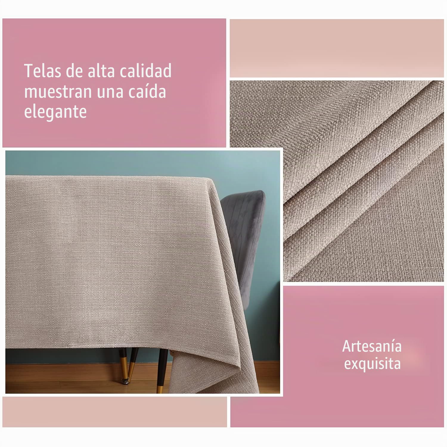 Mantel 145 x 300 cm Beige Rectangular manteles de mesa impermeable Lino | Mantel antimanchas Mesa rectangular resinado Cocina Restaurante exterior Navidad Fiesta Año Nuevo