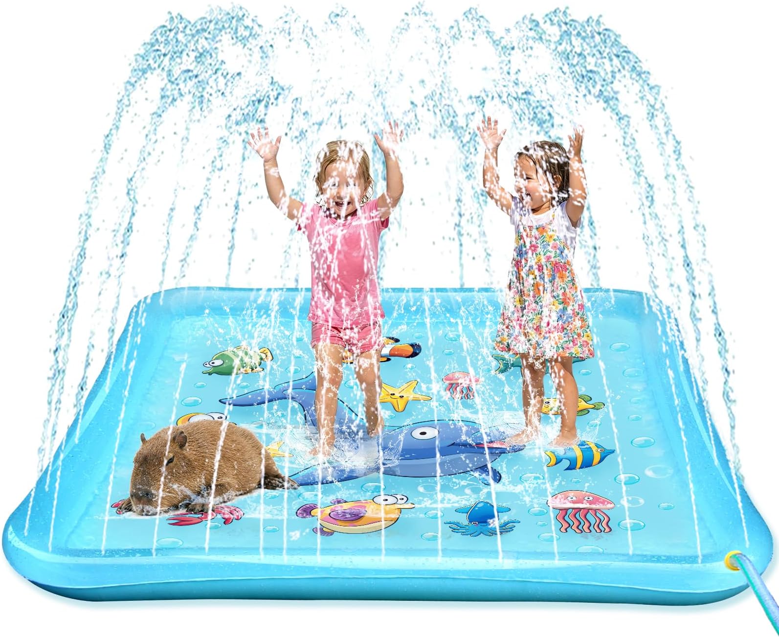 Growsland Splash Pad for Toddlers, Outdoor Sprinkler for Kids, 67" Summer Water Toys Inflatable Wading Baby Pool Fun Gifts for 3 4 5 6 7 8 9 Years Old Boy Girl Backyard Garden Lawn Outdoor Games