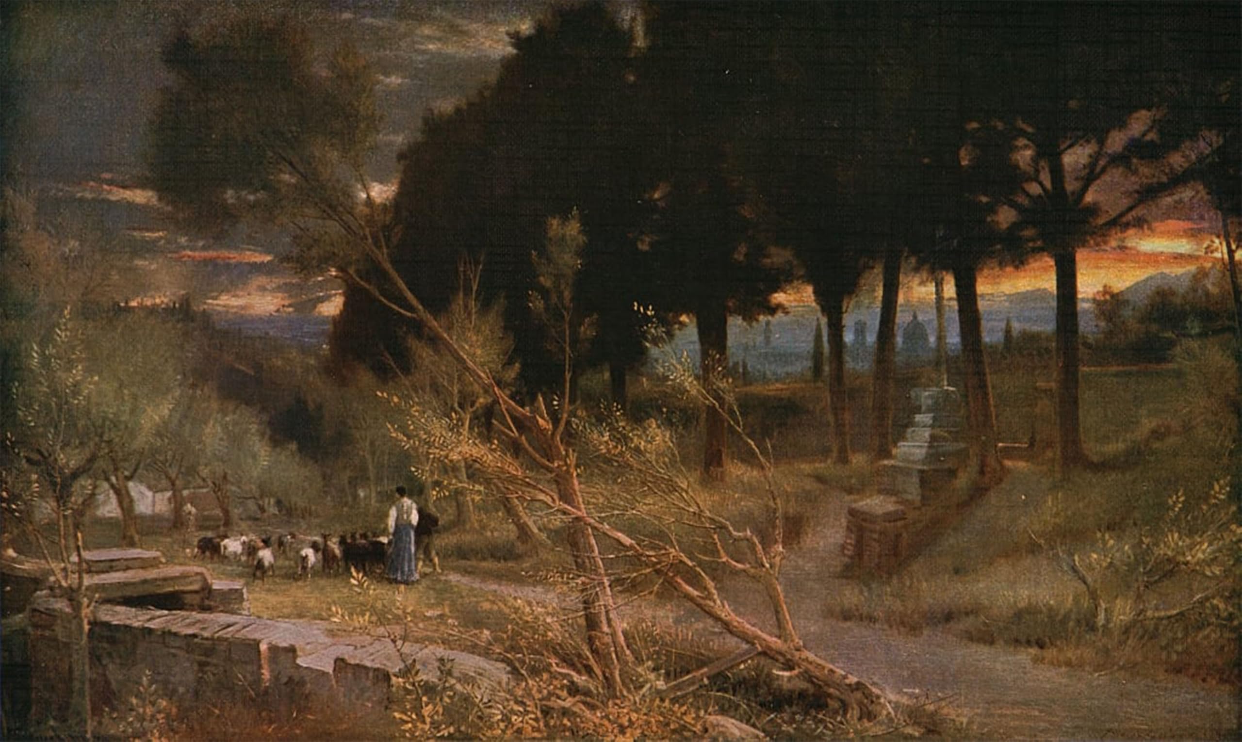 Artxlxxbn No Frame Famous Art Print Poster Vintage Wall Art Florence Evening By Albert Goodwin Canvas Art Poster For Home Decor 60X90cm