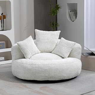 Soweiz Divano Confortevole e Durevole con Poggiatesta Alto, Sacco per Seduta con TRE Cuscini per Adulti e Bambini, Divano Singolo per Gaming per Camera da Letto, Ufficio (Beige)