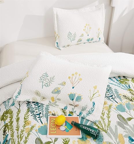 Miniatura 3 de Ycosy Juego de edredón de flores para cama tamaño queen reversible, diseño de flores y hojas verdes, para todas las estaciones, 1 edredón y 2 fundas