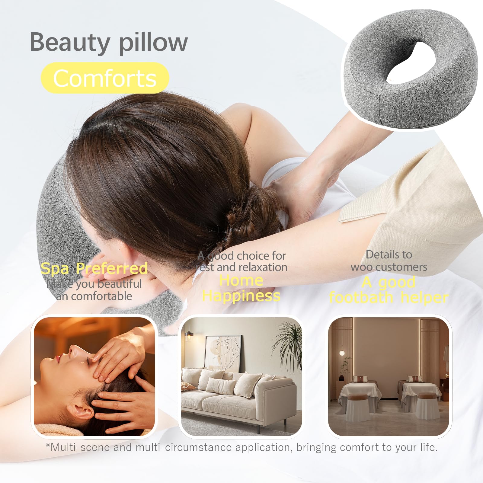 Cuscino Per Massaggio Viso A Forma Di U In Memory Foam – Poggiatesta Ergonomico Con Foro Per Respirazione