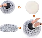 Feandrea Lit de chien, Lit de chat, Lit d'animal de donut calmant pour chiens et chats, peluche molle, ronde, couverture lavable, fond antidérapant, 20 Inches Dia., Gray Ombré UPGW037G01