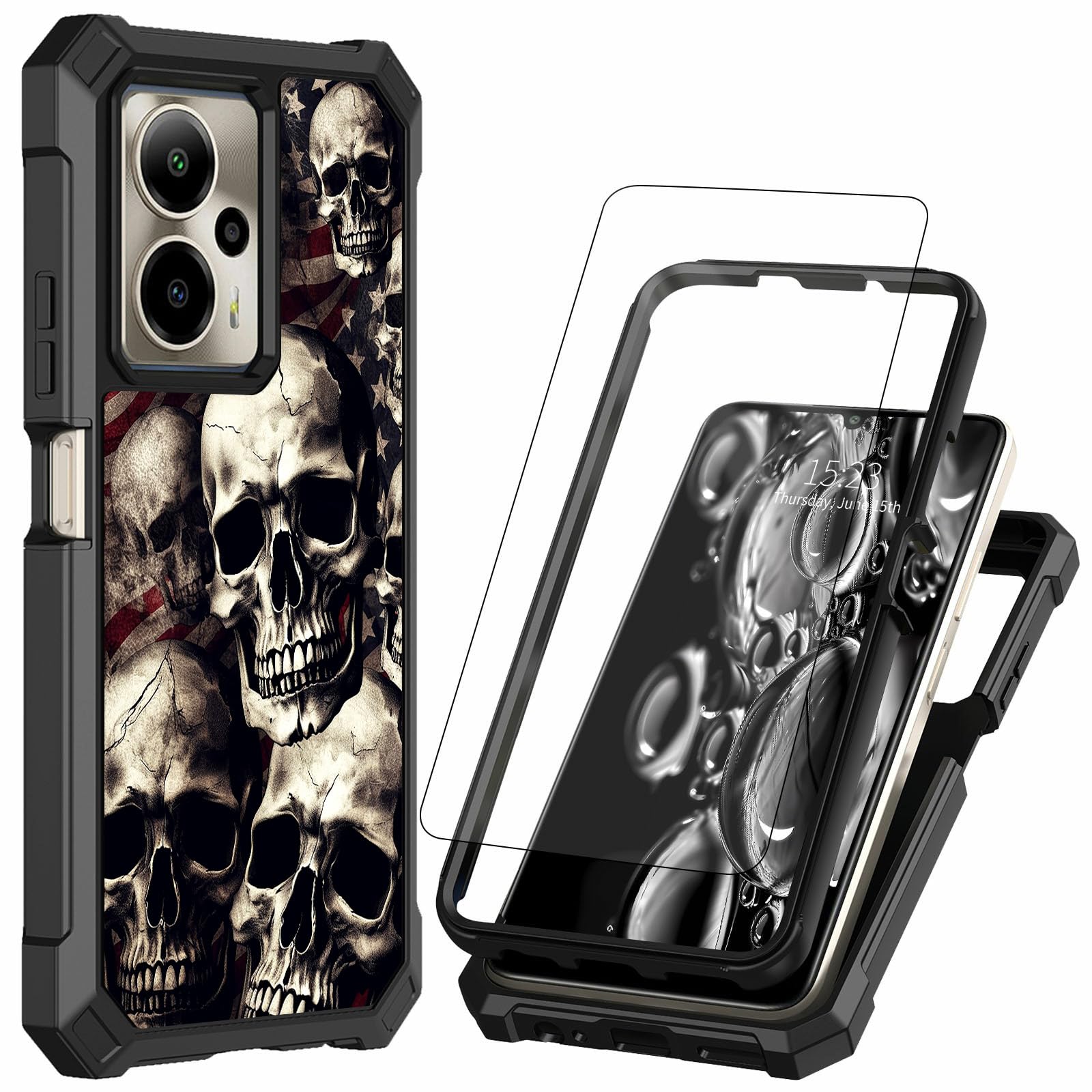 ACWDMKH for Cricket Outlast 5G 2024 Phone Case,for AT&T Motivate Pro 5G Case with Screen Protector Dual Layer Protection Shockproof Corner Bumper