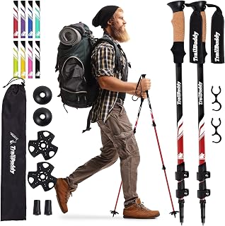 TrailBuddy Trekking Poles: Lightweight 7075 Aluminum Collapsible Hiking Poles for Men, Women, Seniors - Foldable Walking Sticks for Trails & Travel