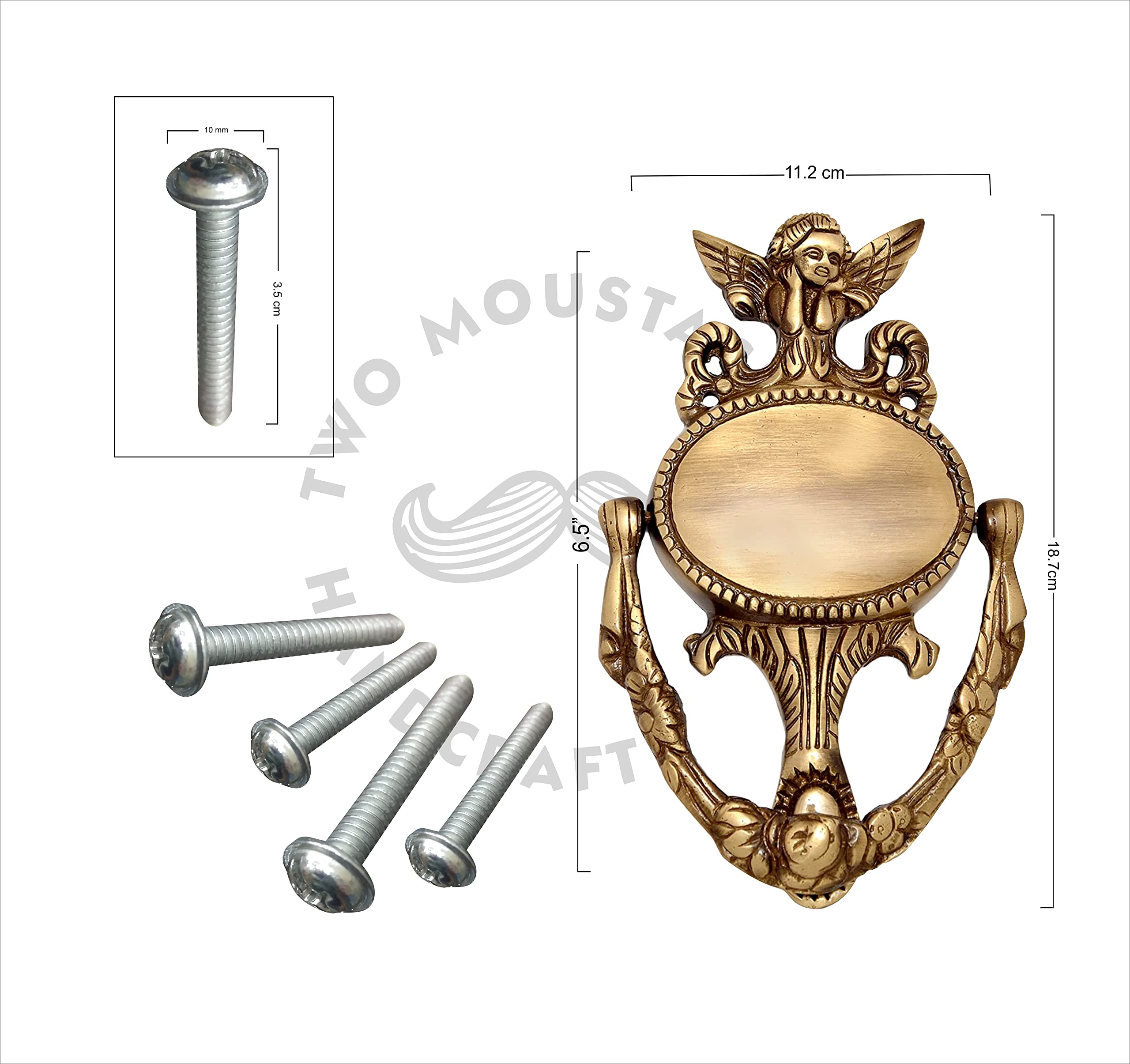 Two Moustaches Brass Guardian Angel Door Knocker 4