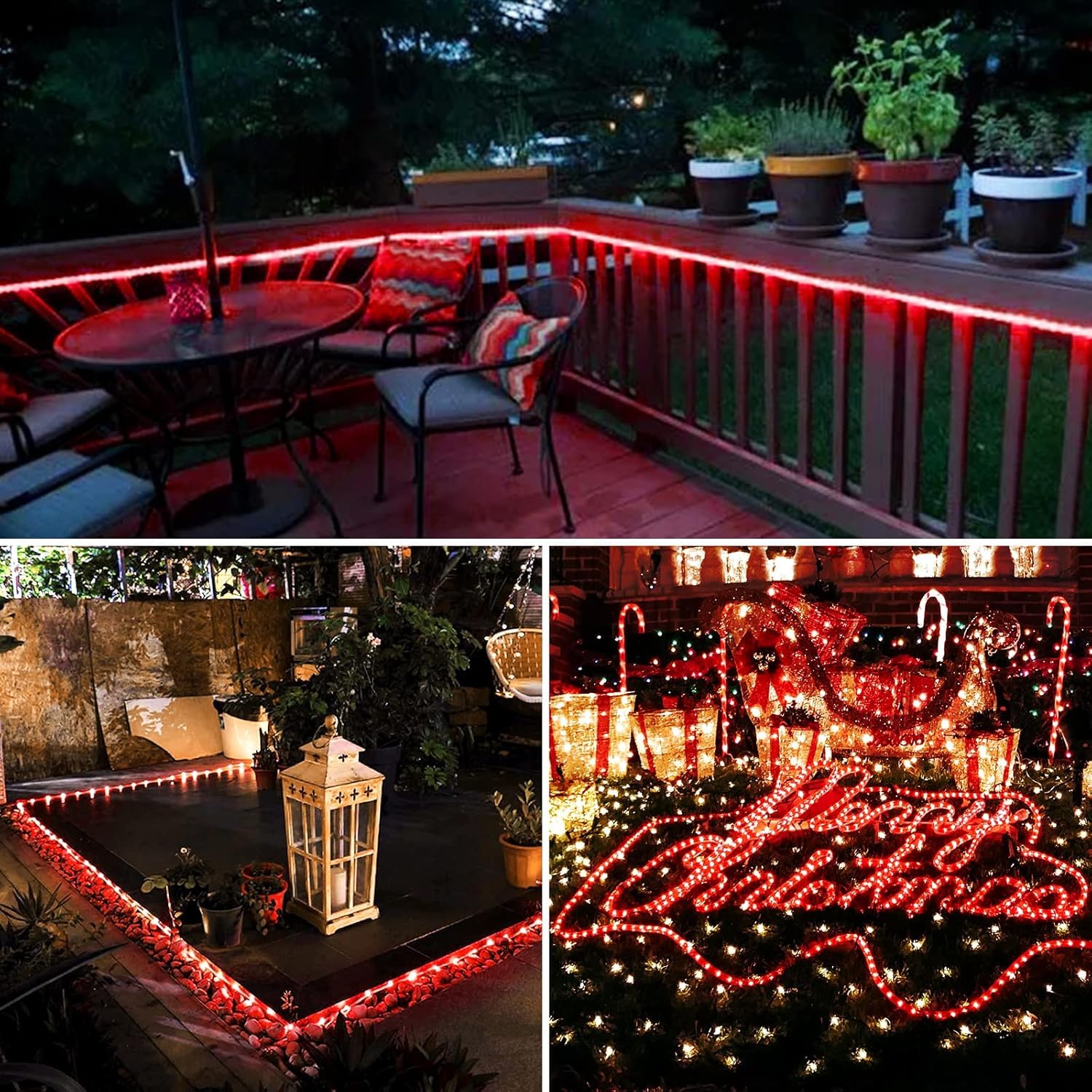 Corda String Lights, Impermeabile 8 Modalità/Batteria Luci di Natale, String Lights Outdoor Indoor per Trampolino Campeggio Canopy Tenda Deck Decor (Rosso, 32M/105ft 300LED)