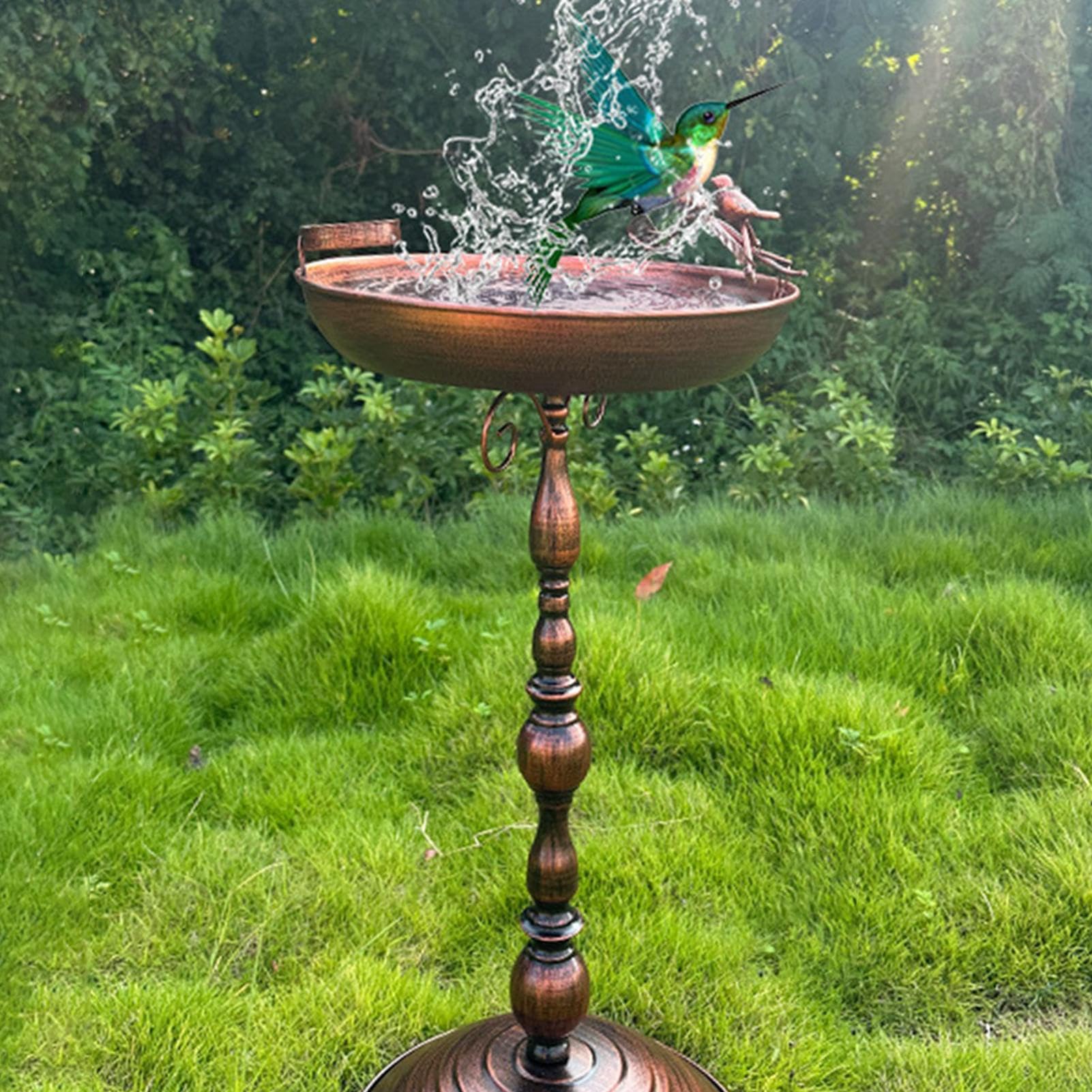 Bagno Per Uccelli Da Esterno Vasca Da Esterno Verticale Con Mangiatoia | Statua Anticata con Vasca per Cibo Animali per Colibrì Pappagalli e Cocorite