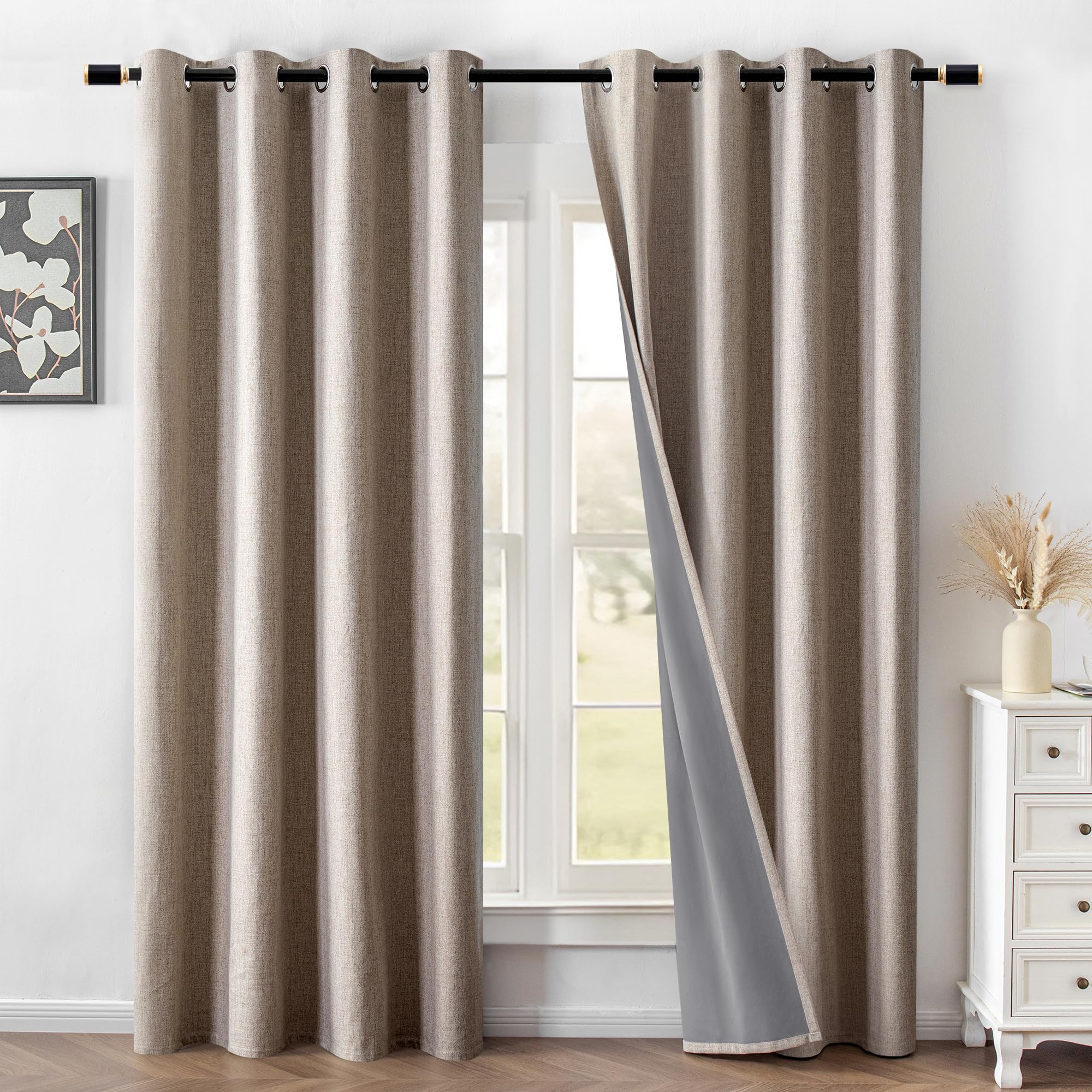 FancyRoof Beige Blackout Curtains