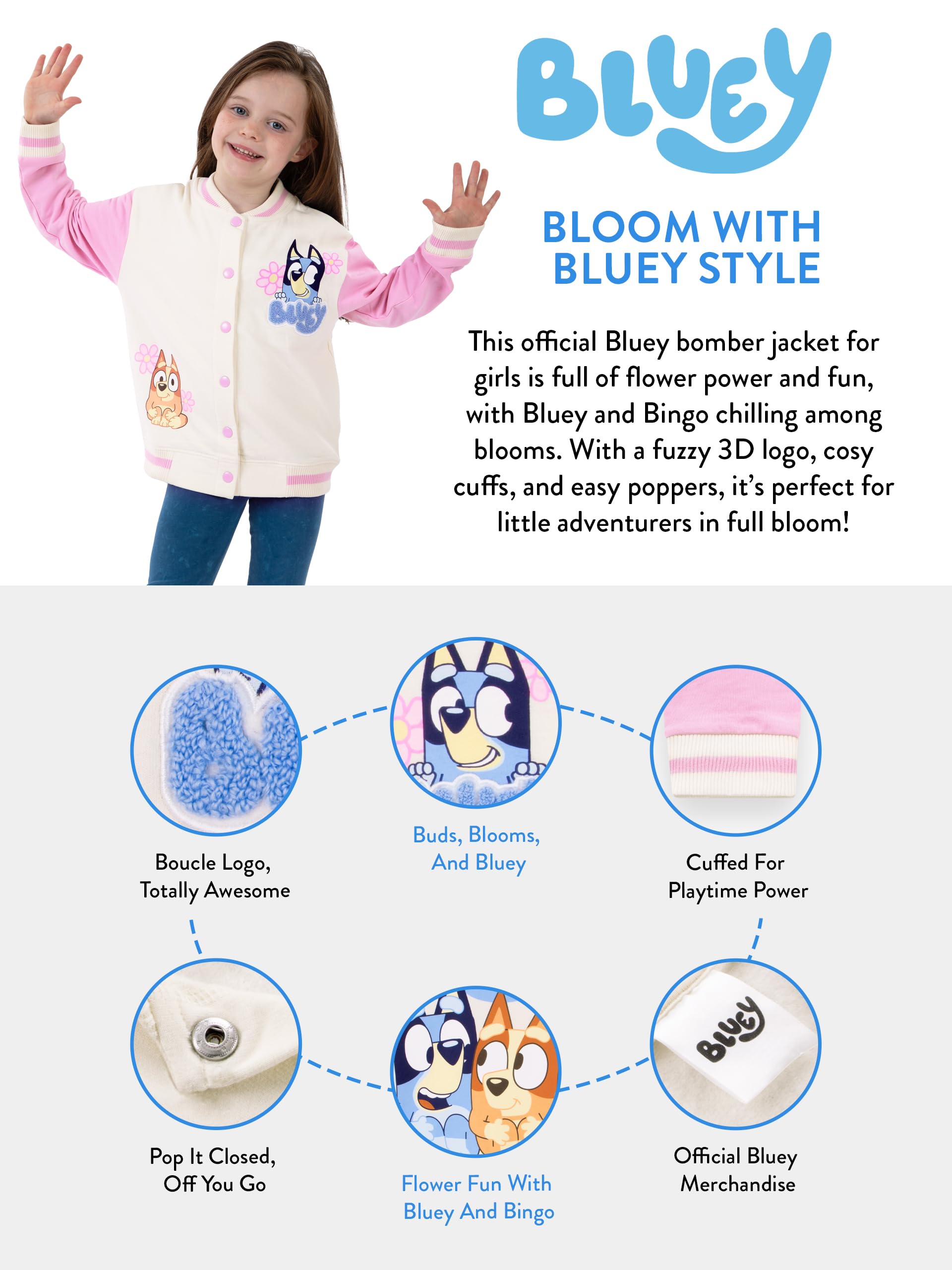 Bluey Chaqueta Bomber, Chaqueta Niña Con Mangas Largas, Hermosas Chaquetas Para Niña De Invierno O Verano
