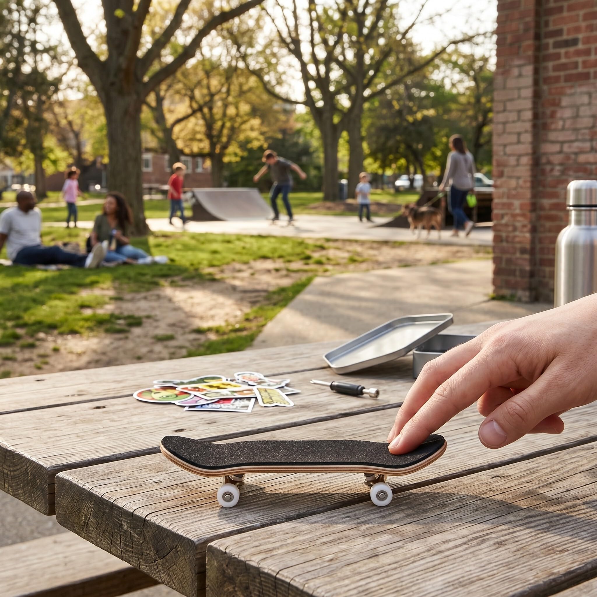 Zerodis Mini skateboard da fingerboard, tastiera in legno d'acero, con ruote con cuscinetti morbidi e tastiera, mini tastiera per adulti e bambini