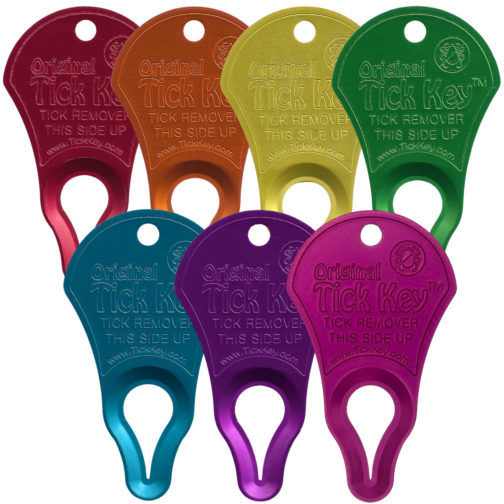 Tick Key The Original Zeckenschlüssel, Regenbogen, 7 Stück | Kompakt und tragbar, sicheres und hochwirksames Zeckenentfernungswerkzeug für Katzen und Hunde, in mehrfarbigem 3er-Pack